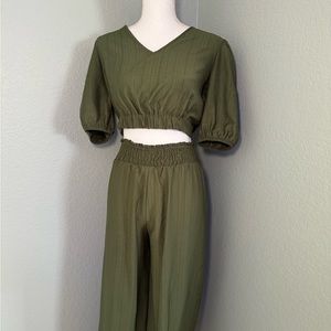 Emery Rose Crop Top Two Piece Matching Set Emery Rose